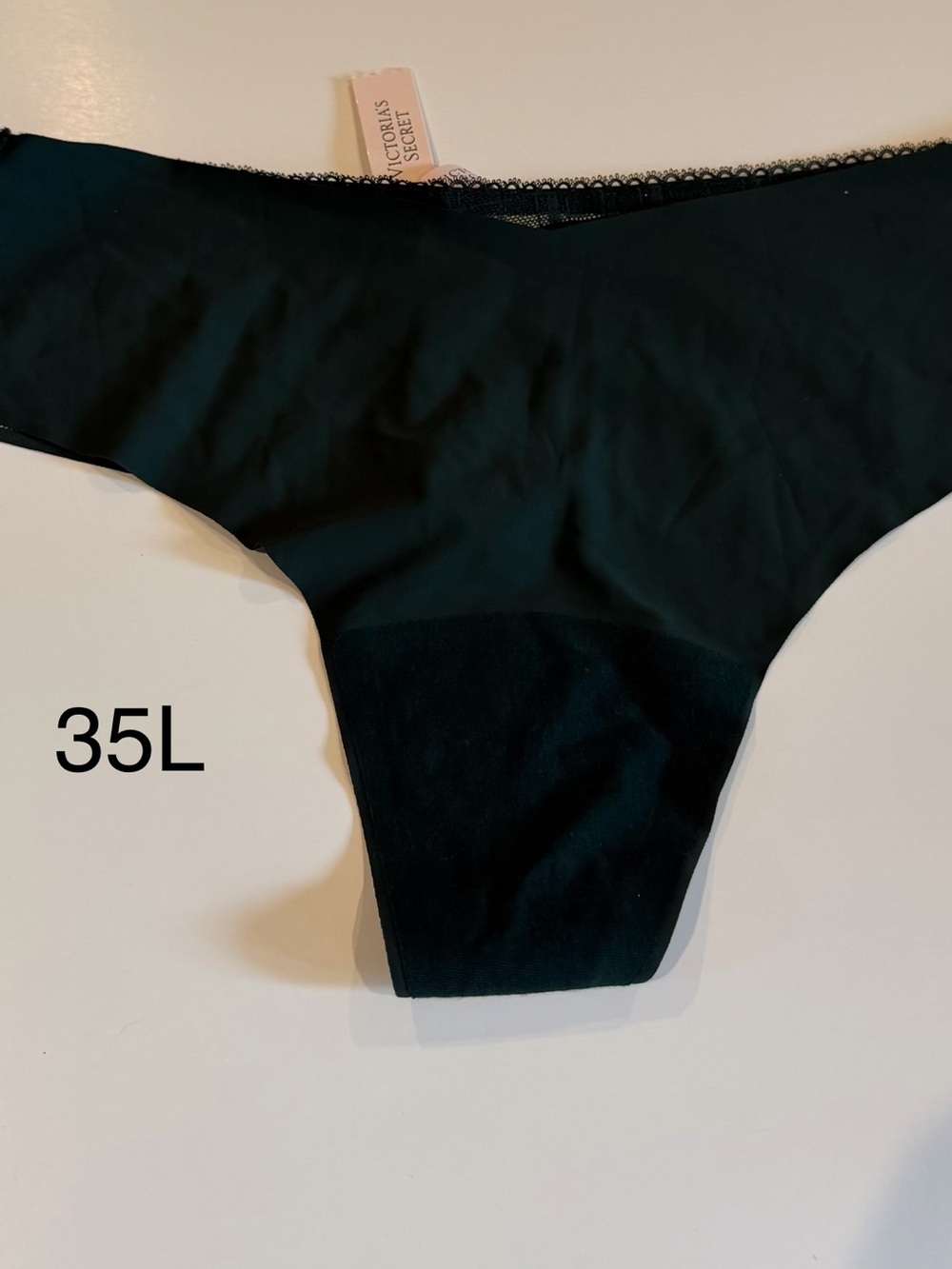 Victoria's Secret Black Seamless Bikini Panty with Lace Trim